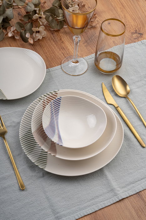 Hermia GBSRD24KY4R3095 Vajilla de Porcelana 24 Piezas Apta Microondas y Lavavajillas para Experiencia Gastronómica Elegante y Funcional